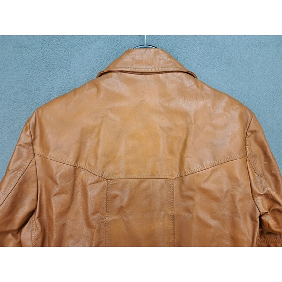 Vintage 1970s Sears The Leather Shop Men's Jacket Brown Zip Out Lining Size 40 - Picture 10 of 11